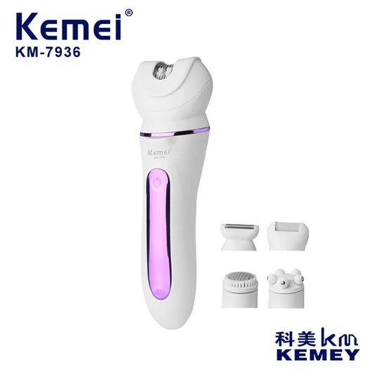 Kemei Km-7936 5 in 1 Handheld Full Body Washing Microdermabrasion Cleansing Massage Replaceable Head Epilator