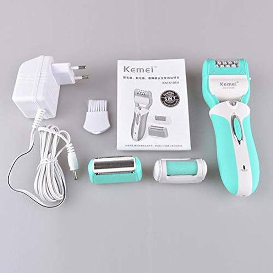 kemei epilator KM-6198B electric epilator 3 in 1 hair remover callus remover with extra lady epilator & shaving head kemei km 6198b 3 in 1 beauty tool kit