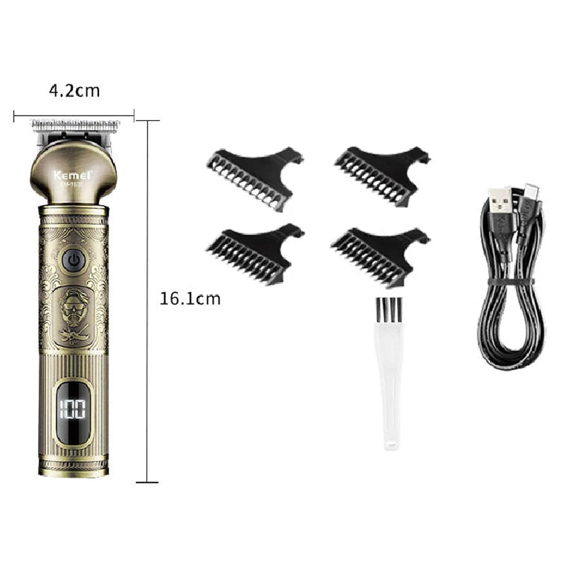 Kemei 1635 Metal Rechargeable Men Hair Trimmer Professional Facial Electric Beard Shaping Tool necklines haircut machine Baeber