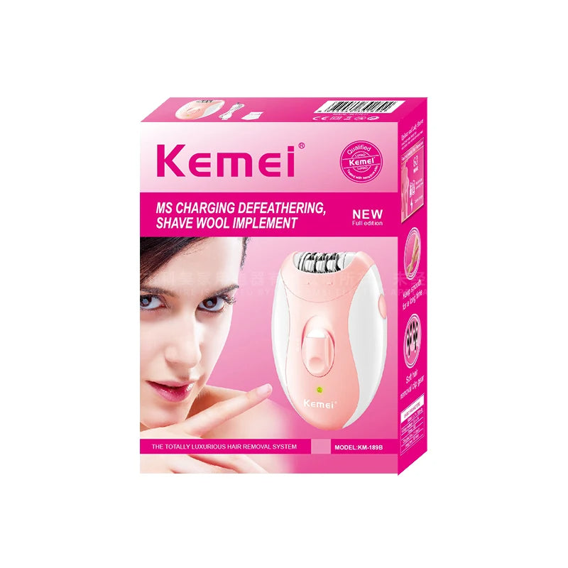 Kemei KM-189B Product Unique Design Fast charging IPX5 Waterproof USB Charging Rechargeable Lady's Epilator