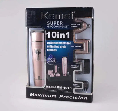 kemei KM-1015 10 in 1 Rechargeable Men's Grooming Set Shaver Electric Hair Trimmer Electric Hair Clipper