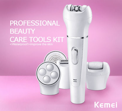 Kemei KM-2199 5in1 Multifunctional Epilator Device Wool Electric Shaver Shaving Callus Remover Facial Cleansing Brush