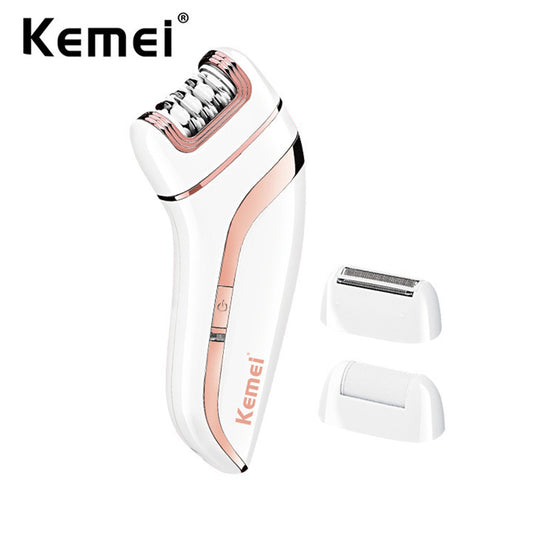 Kemei 3 in1 Women Epilator Electric Shaver Face Hair Removal Bikini Underarm Leg Body Hair Trimmer Foot Callus Remover