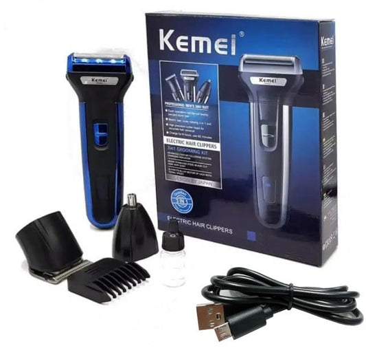 Kemei km-6331 usb 3 In 1 Electric Shaver Nose Trimmer Rechargeable Beard Shaver Shaving Machine Floating Electric Razor Hair Trimmer